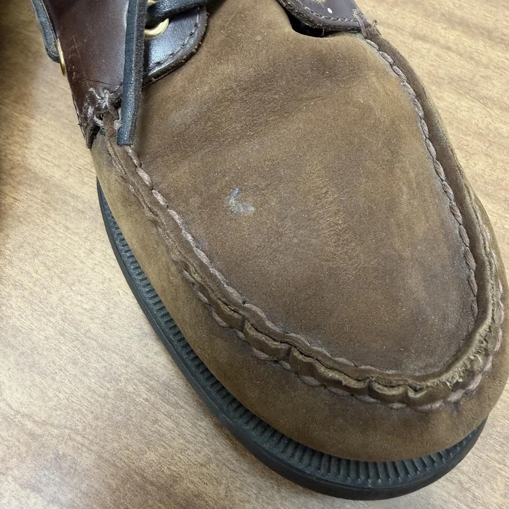 Sperry Top-Sider Boat Shoes Men's 11 M Brown Leather 2-Eye Lace Up Casual Deck
